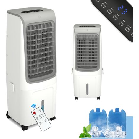 Puluomis Rafraîchisseur d'Air - 3 en 1 -700m³/h-Grand Ventilateur à air froid de 20L-Ventilateur à refroidissement- Minuterie 12 H-Humidification-LED-Écran + télécommande-blanc