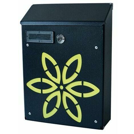 Pulverbeschichteter anthrazitfarbener Briefkasten h 29 cm wandmontiert -Blume