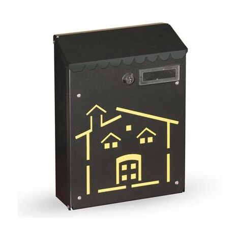 Pulverbeschichteter anthrazitfarbener Briefkasten h 29 cm wandmontiert -Kleine Haus
