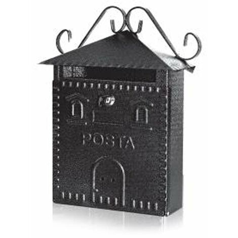 Pulverbeschichteter anthrazitfarbener Briefkasten h 36 cm Wandmontage " Made in Italy".