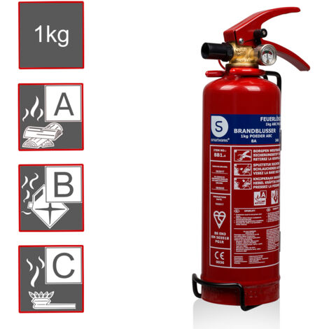 Pulverfeuerlöscher, Brandklassen A, B, C, Manometer, 1kg
