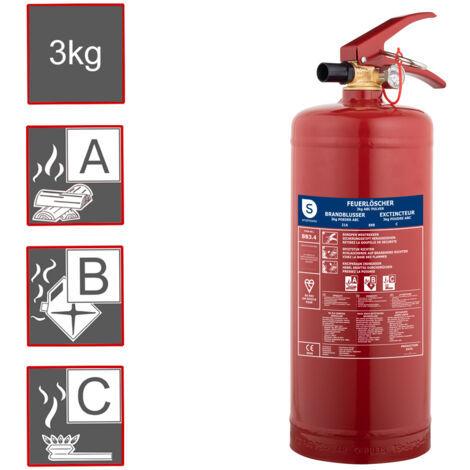 Pulverfeuerlöscher, Brandklassen A, B, C, Manometer, 3kg