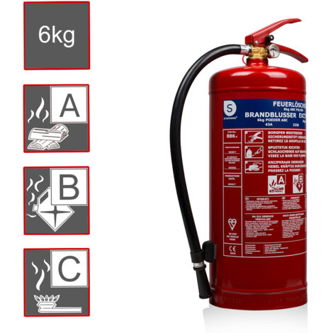 Pulverfeuerlöscher, Brandklassen A, B, C, Manometer, 6kg