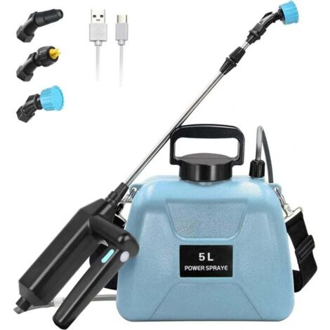 Pulverisat Electrique 7.4V/2400mAh, Pulverisat de Jardin 5L, Pulverisat Toiture avec Rétractable, Pulverisat a Pression avec 3 Buses Réglables et Réservoir d'eau de 5 litres