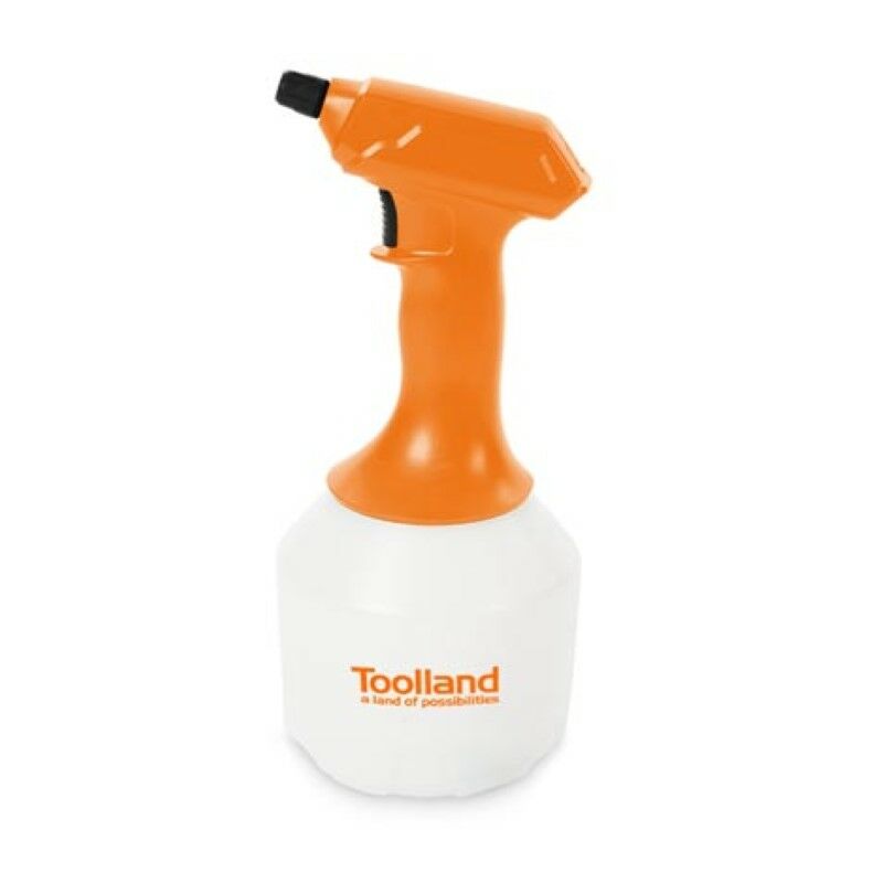 Toolland - Pulvérisateur à pression, électrique, batterie rechargeable, buse réglable, indicateur led, 1 l, blanc/orange/noir