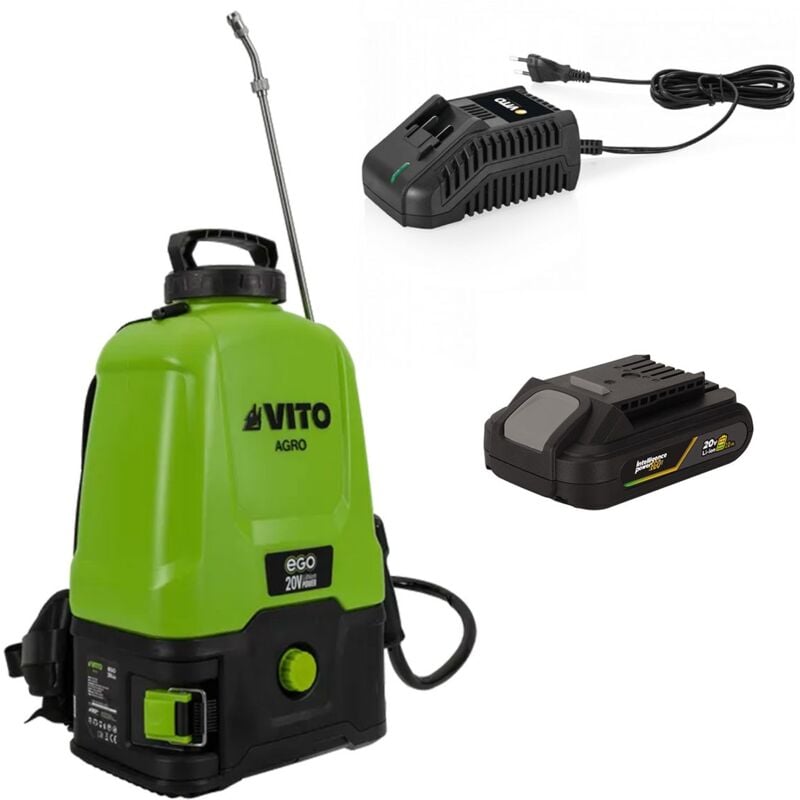 Pulvérisateur à Batterie 20V - 16L 5bar + Batterie Lithium 2Ah + Chargeur Végetaux jardin toitures Vito