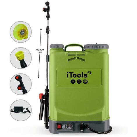 Pulvérisateur à Batterie ITOOLS 16Litres 5.5 bars Autonomie 3 Heures Chargeur + 3 buses incluses