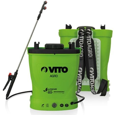 Pulvérisateur à batterie Lithium VITO GARDEN - 12V/6AH - 16L - 6 bars - Poids léger - Chargeur inclus - Vert - Végétaux jardin toitures