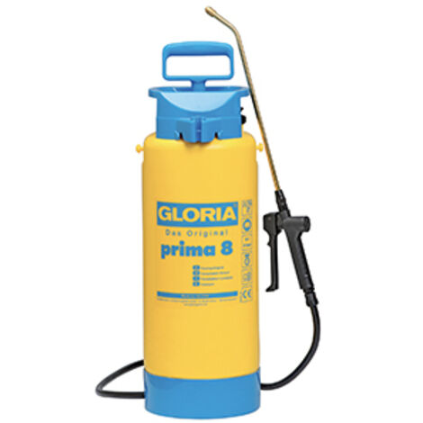 pulvérisateur à main gloria modèle prima 8 à compression, pompe à piston avec soupape de sécurité, entonnoir, lance et sangle de