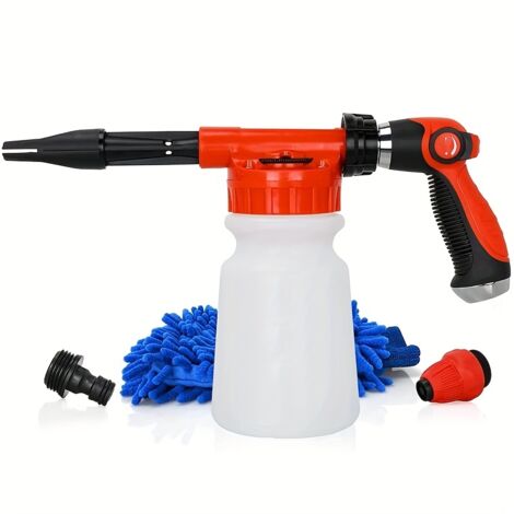 Pulvérisateur à Mousse Haute Pression avec Pistolet à Eau Polyvalent – Lavage de Voiture et Jardin, Buse Réglable, Contrôle de Mousse 5 Niveaux, Durable et Facile à Installer