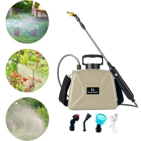 Pulvérisateur à Pompe électrique, pulvérisateur de Jardin Portable, par USB, 5L, Sangles réglables, pulvérisateur d'eau pour Le Bain des, Jaune Sable