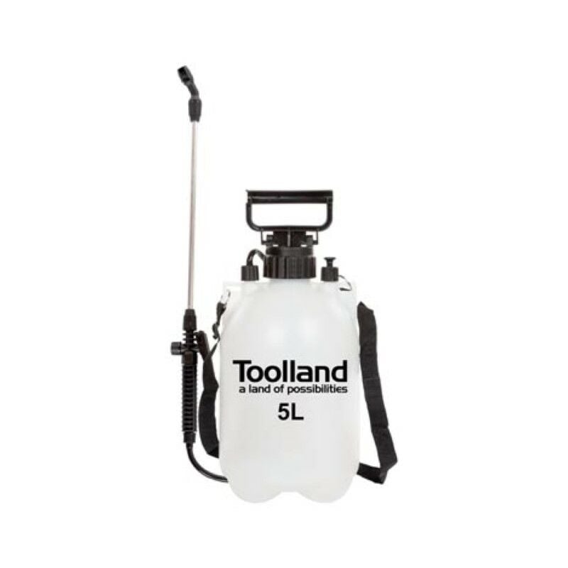 Toolland - Vaporisateur à pression, lance, buse réglable, indicateur de niveau, sangle, 5 l, système à pompe, blanc/noir