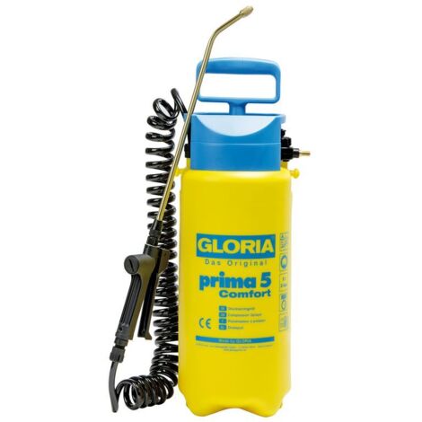 Pulverisateur a pression 5L GLORIA Prima 5 Comfort - Avec lance et buse laiton + tuyau a spirales de 2,50m