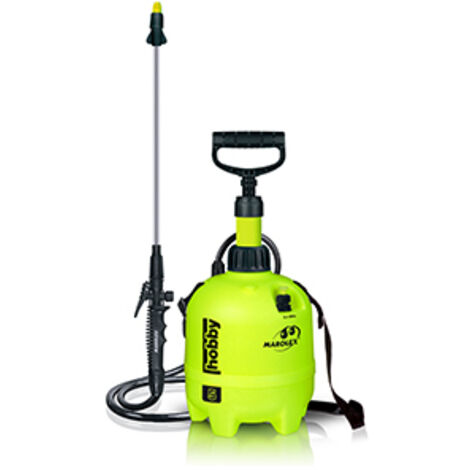 pulvérisateur à pression marolex, modèle hobby5, d'une capacité de 5 litres pour une pression de 4 bars. hauteur 415mm. lance dr