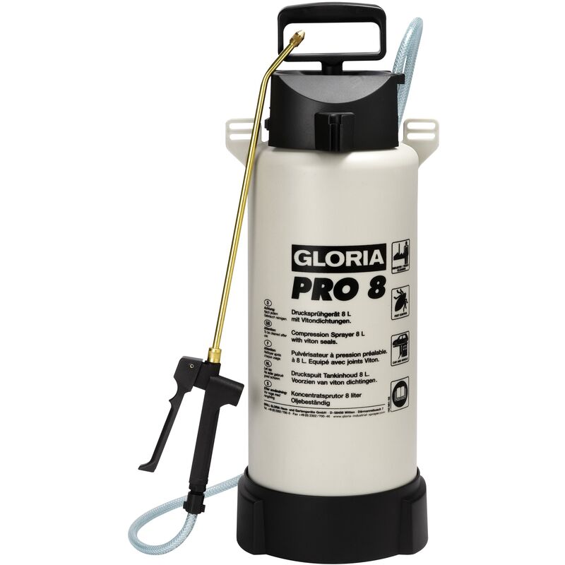 Gloria - Pulvérisateur à pression spécial Pro 8 cuve plastique 8l 163107 - Noir