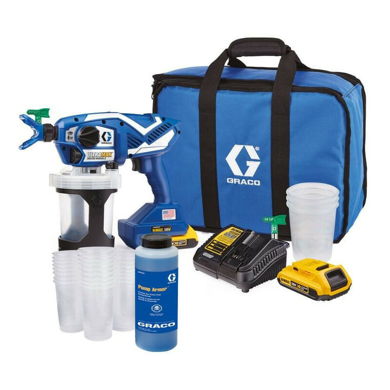 Graco - Pulvérisateur airless UltraMAX sans fil 18V (2x2,0 Ah) 138 bar + 25 godets 17P258X2