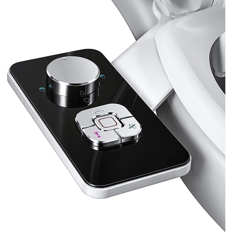 Pulvérisateur Bidet non électrique avec double buses rétractables autonettoyantes - Bouton poussoir réglable pour eau froid-noir