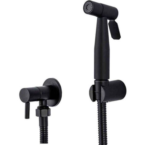 Pulvérisateur Bidet Portable Noir - Acier Inoxydable - Robinet de Toilettes - Valve Shattaf