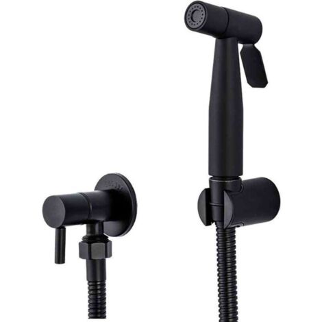 Pulvérisateur Bidet Portable Noir - Acier Inoxydable - Robinet de Toilettes - Valve Shattaf