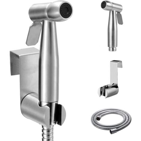 Pulvérisateur de bidet à main – avec crochet de réservoir d'eau et tuyau de douche de 150 cm pour eau de plomberie, toilettes, bidet, pistolet pulvérisateur de salle de bain