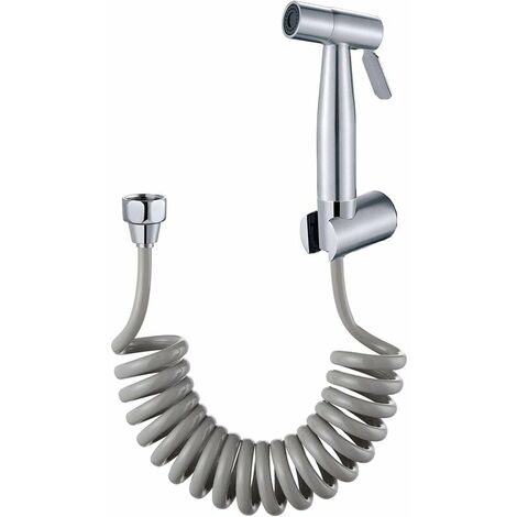 Pulvérisateur de bidet à main –avec tuyau de douche flexible télescopique en ABS de 59" pour plomberie, toilettes, bidet pistolet de pulvérisation de salle de bain (Gris)