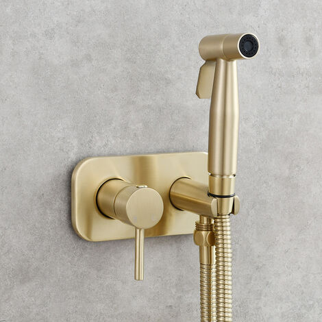 Pulvérisateur de bidet en laiton avec mitigeurs d'eau chaude et d'eau froide dissimulés à 2 réglagesA