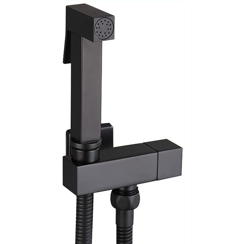 Douchette pour robinet - Ensemble de douche de toilette en laiton noir - Pulvérisateur de bidet à main mural - Nettoyage des toilettes - Oihpaw