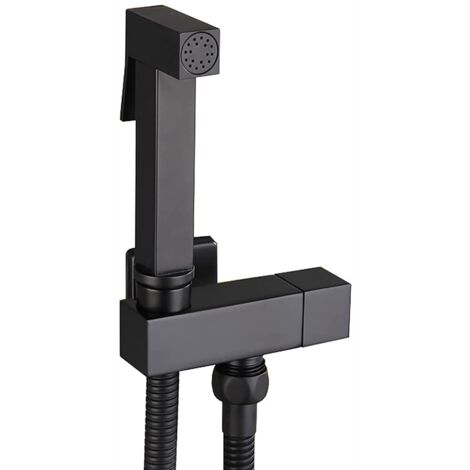 Pulvérisateur de Bidet, Noir Kit Douchette WC en Laiton Pulvérisateur de Bidet à Main Mural Pulvérisateur de Toilette pour Bidet pour l'hygiène Personnelle, le Nettoyage des Toilettes