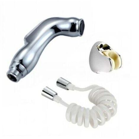 Pulvérisateur de bidet pour toilettes,bidet de douche à main multifonction,pistolet de pulvérisation de type presse,décharge d'eau à un bouton (avec tube à ressort de 1,5 m + support perforé)