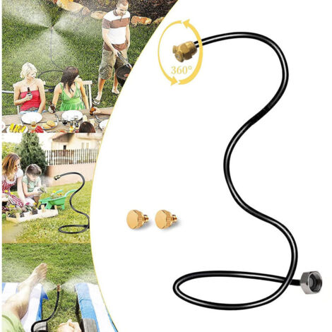 Pulvérisateur de brumisation extérieur pour terrasse – Système de brumisation flexible et portable raccordé au tuyau d’arrosage – Idéal pour jardin, bain d’oiseaux et rafraîchissement estival – Couleu