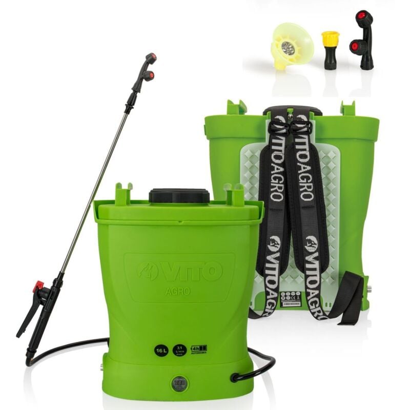 Pulvérisateur de Jardin 16L à Batterie Vito Pulvérisateur Electrique 6 bars - Buses, Chargeur et Lance Télescopique Inclus