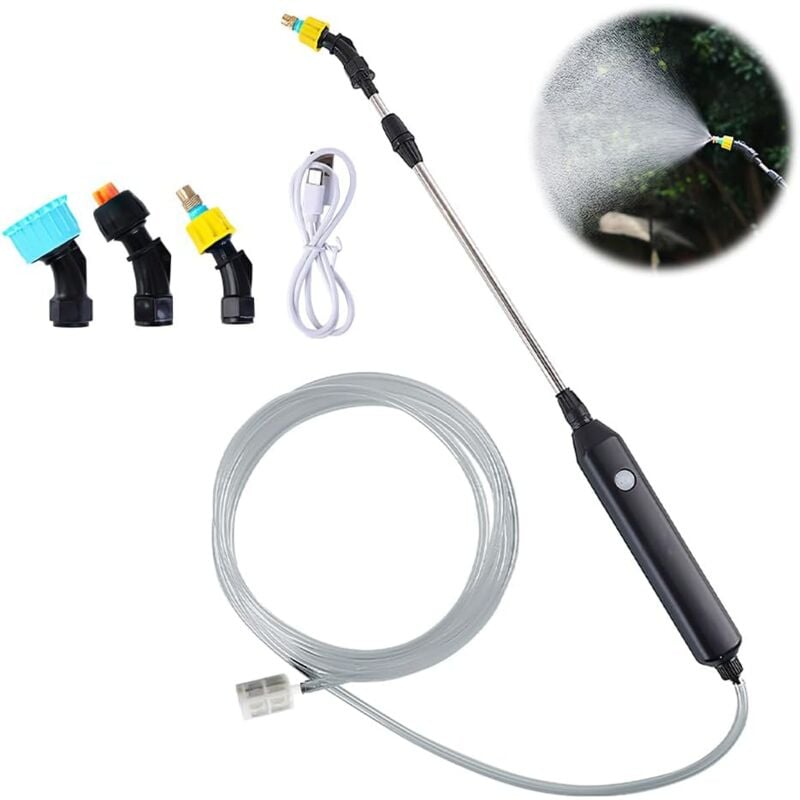 Pulverisateur De Jardin Electrique, Pulverisateur Pour Toiture, Pulverisateur Lance Telescopique avec 3 Buses et 5M de Tuyau,USB