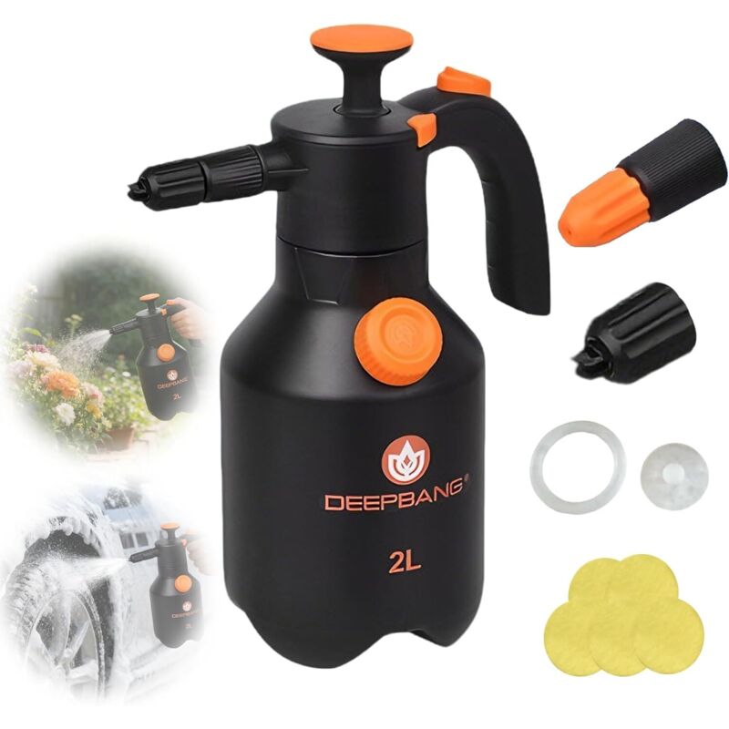 Pulvérisateur de mousse de qualité supérieure de 2 l, robuste, avec valve de surpression et buse réglable, kit de lavage de voiture, flacon pompe