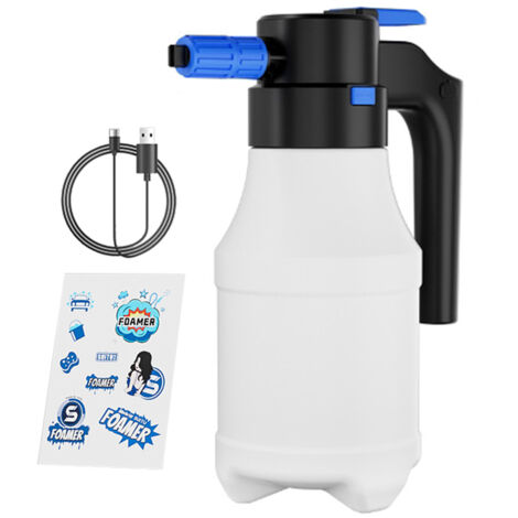Pulvérisateur de mousse électrique pour voiture 1,5 L Pulvérisateur de mousse électrique sous pression pour lavage de voiture avec pompe sans fil rechargeable USB 2000 mAh Pulvérisateur de mousse pou
