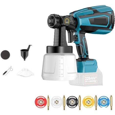 Pulvérisateur de peinture Pistolet De Pulvérisation Électrique Sans Fil, 1000ML, Pulvérisateur De Peinture, Meubles Automobiles, Revêtement En Acier, Aérographe, 5 Buses Compatibles Avec Batterie Pour