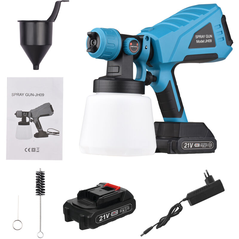 Decdeal - Pulvérisateur de peinture portable sans fil avec récipient de 1000 ml, buse de 2,5 mm, pulvérisation électrique, machine de pulvérisation