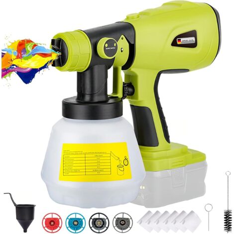 Pulvérisateur de peinture sans fil pour batterie 18V, Pulvérisateur de peinture HVLP portatif avec conteneur de 1000ML, Pulvérisateur de peinture électrique pour peindre le plafond, la clôture, les ar