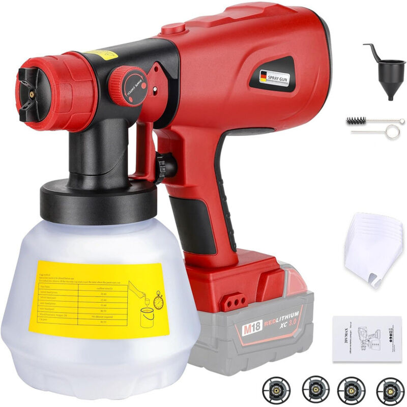 Sjqka - Pulvérisateur de peinture sans fil pour batterie Milwaukee 20 v, outil électrique sans fil hvlp, pistolet à peinture