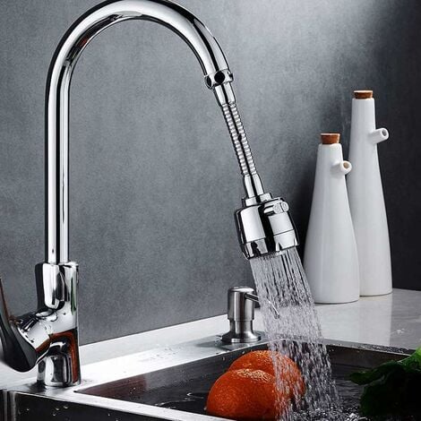 Pulvérisateur de robinet anti-éclaboussures pivotant à 360 °, rallonge de robinet anti-éclaboussures réglable en acier inoxydable, extension de robinet de robinet de cuisine à économie d'eau