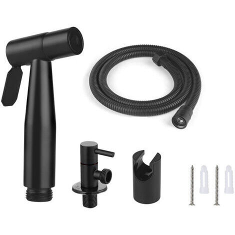 Pulvérisateur de toilettes pour bidet et de toilettes en acier inoxydable, Kit de pulvérisateur de bidet, pulvérisateur de robinetterie Pulvérisateur de WC (noir)
