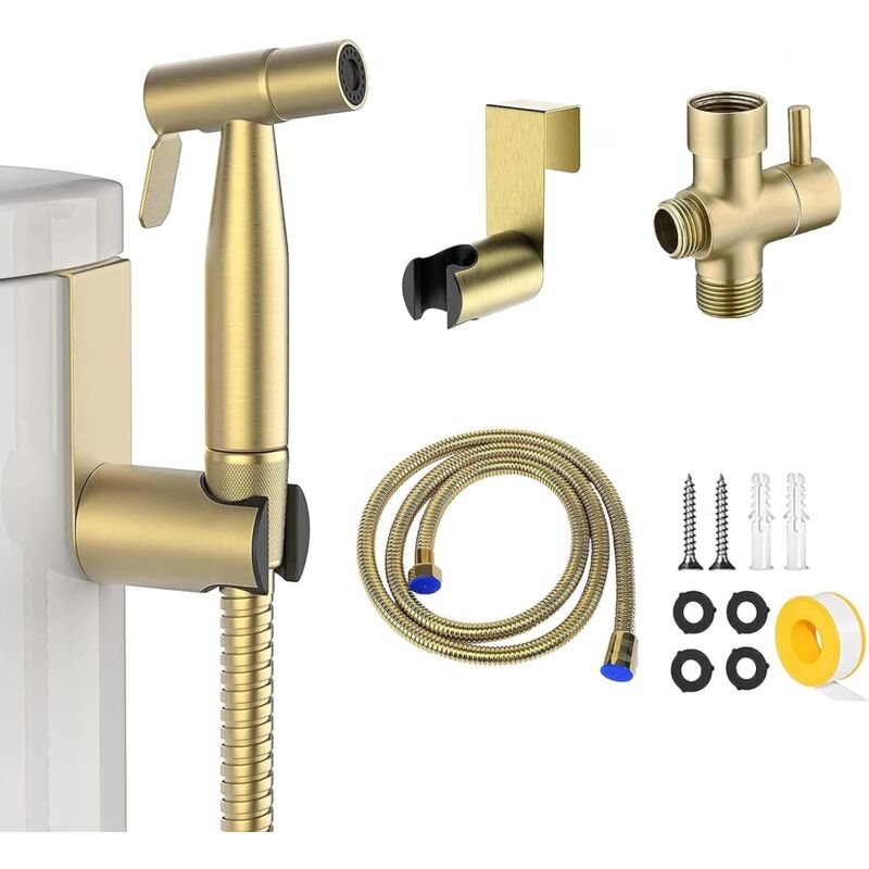 Dpzo - Pulvérisateur de toilettes pour bidet et de toilettes en acier inoxydable, Kit de pulvérisateur de bidet, pulvérisateur de robinetterie