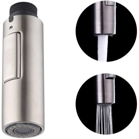 Pulvérisateur d'évier de cuisine, 2 modes, pulvérisateur de robinet de cuisine, pomme de douche de remplacement en plastique pour cuisine et salle de bain, économiseur d'eau (droit brossé),OUYLAF