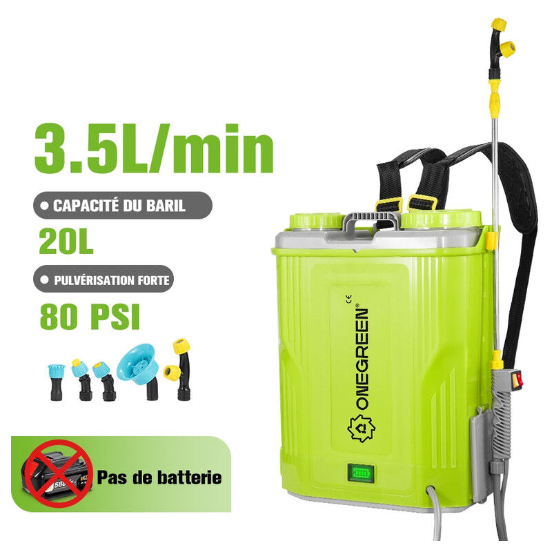 Pulvérisateur Electrique 20L ,Pulvérisateur à pression 80psi - 5 buses,Pulvérisateur Toiture avec Lance Télescopique, Pour batteries Makita 18V
