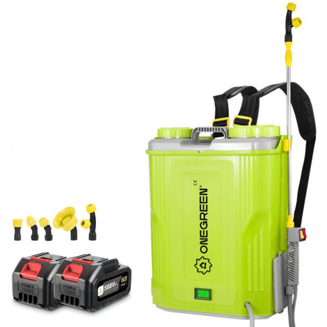 ONEVAN Pulvérisateur Electrique 20L ，Pulvérisateur à pression 80psi - Pulvérisateur Toiture avec Lance Télescopique, 5 buses et deux batteries au lithium