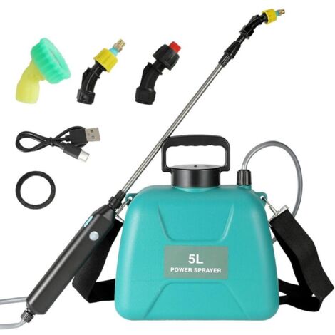 Pulvérisateur électrique 5 L, pistolet télescopique rechargeable avec 2 buses et bouchon à large ouverture (5 L)
