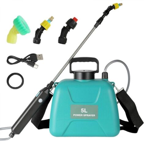 Pulvérisateur électrique 5 L, pistolet télescopique rechargeable avec 2 buses et bouchon à large ouverture (5 L)