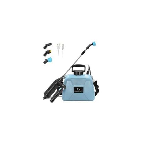 Pulverisateur Electrique 7.4V/2400mAh, Pulverisateur de Jardin 5L, Pulverisateur Toiture avec Rétractable, Pulverisateur a Pression avec 3 Buses Réglables et Réservoir d'eau de 5 litres