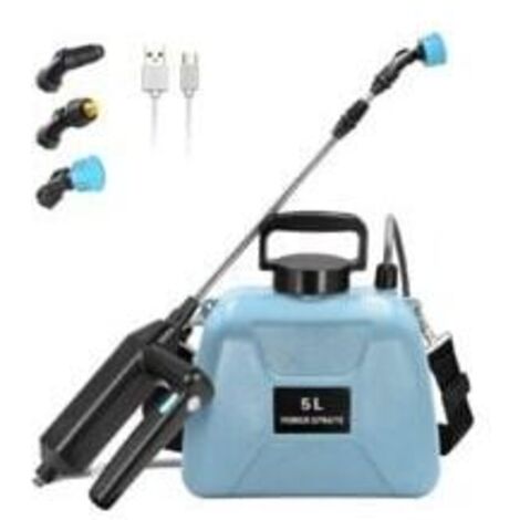 Pulverisateur Electrique 7.4V/2400mAh, Pulverisateur de Jardin 5L, Pulverisateur Toiture avec Rétractable, Pulverisateur a Pression avec 3 Buses Réglables et Réservoir d'eau de 5 litres