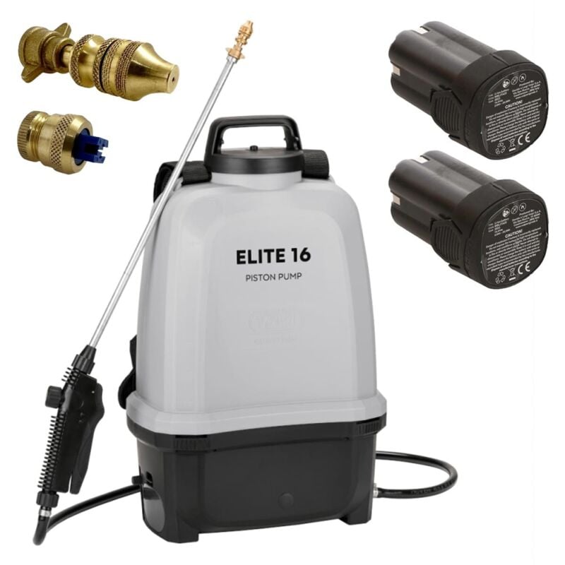Pulvérisateur Électrique à Batterie 16L 8 Bar 2 Batteries Lithium 2Ah Chargeur Jet 5m Végetaux Toiture Volpi