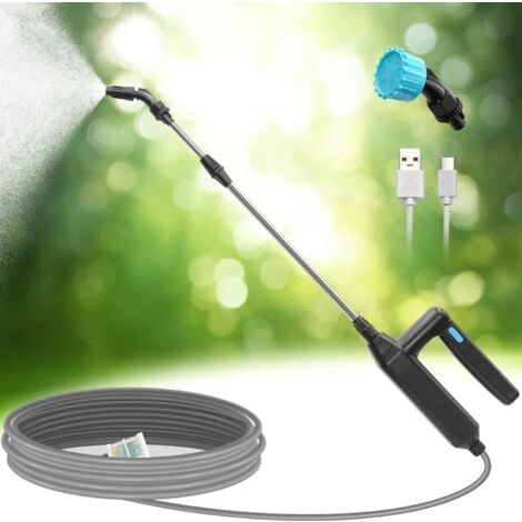 Pulvérisateur électrique, Lance Telescopique Pulverisateur Electrique Toiture, USB Rechargeable Pulvérisateur Jardin, Portable Pulvérisateur Jardin avec Buses et 3M de Tuyau